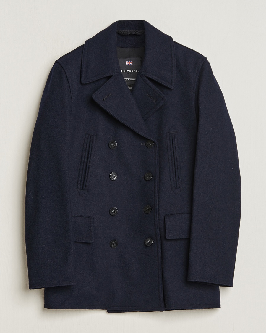 Gloverall Churchill Reefer Peacoat Navy – Blauw