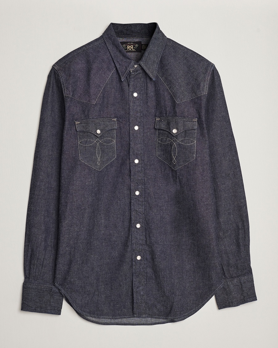 RRL Buffalo Western Shirt Rinse – Bleu
