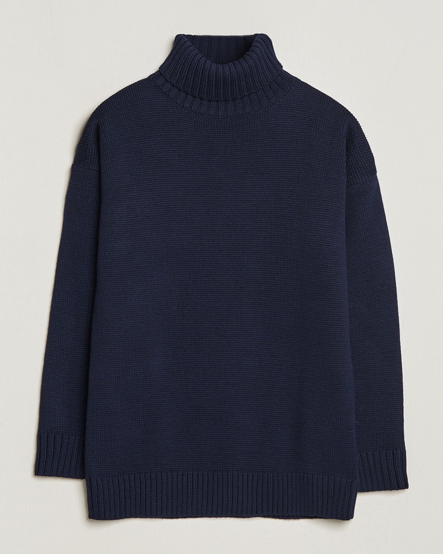 Gloverall Submariner Chunky Wool Rollneck Navy – Blauw
