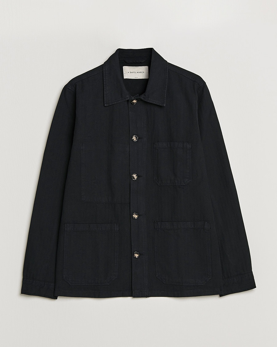 A Day's March Original Herringbone Overshirt Black – Noir