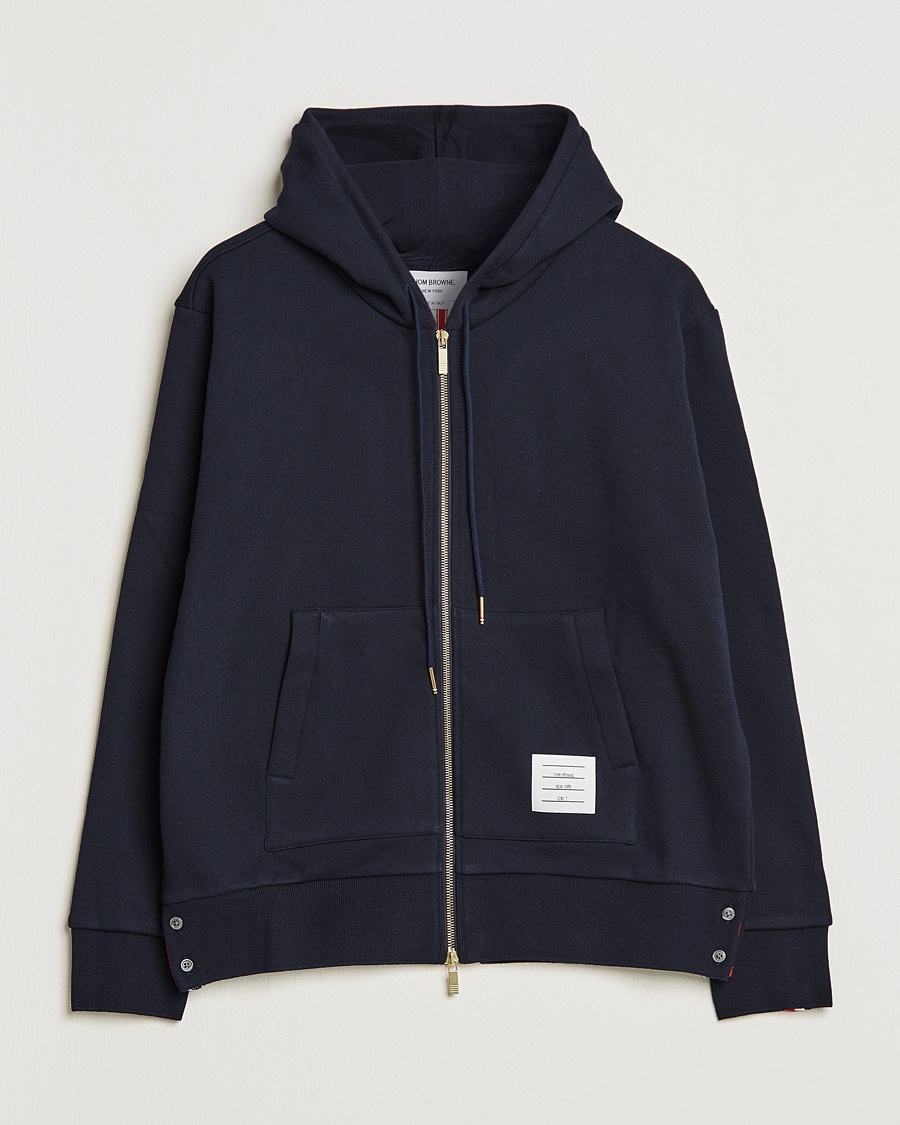 Thom Browne Center Back Full Zip Hoodie Navy – Bleu