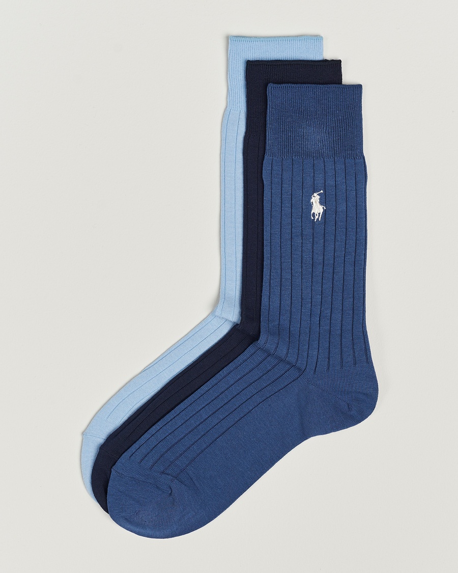 Polo Ralph Lauren 3-Pack Egyptian Rib Crew Sock Blue Combo – Bleu