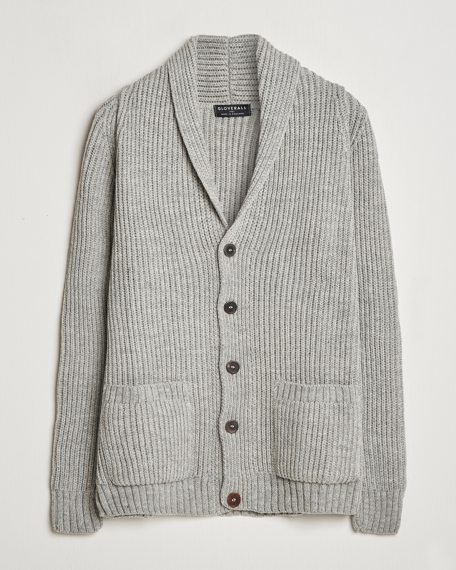Gloverall Shawl Collar Cardigan Light Grey – Grijs