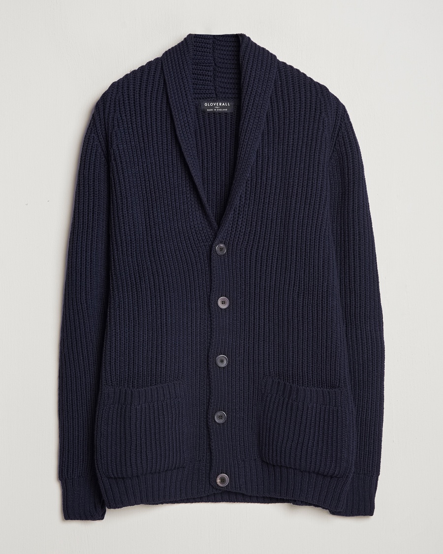 Gloverall Shawl Collar Cardigan Navy – Blauw