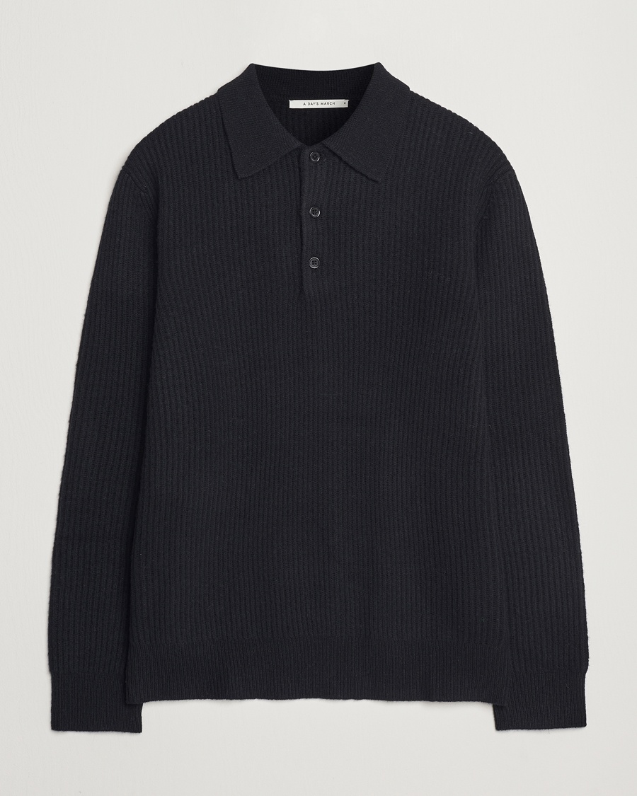 A Day's March Dover Lambswool Polo Black – Zwart