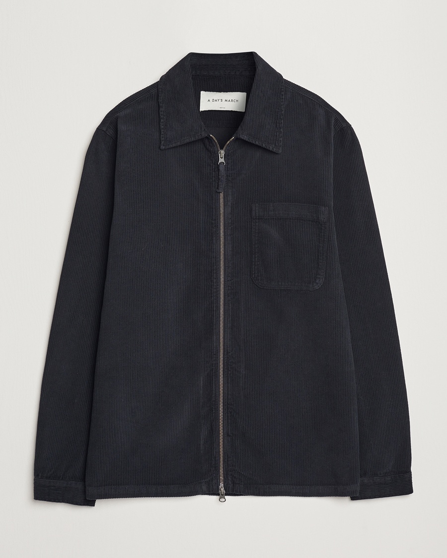 A Day's March Fraser Cord Zip Overshirt Black – Zwart