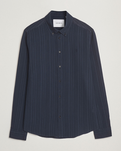 LES DEUX Konrad Striped Structure Shirt Dark Navy – Blauw