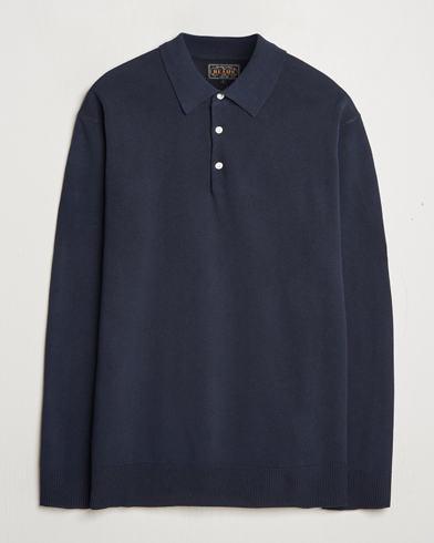 BEAMS PLUS Long Sleeve 12G Knit Polo Navy – Bleu
