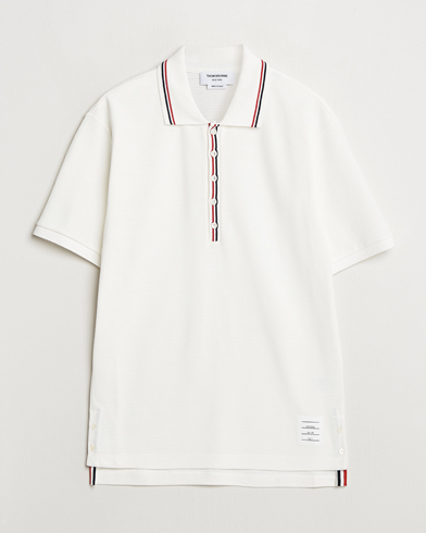 Thom Browne Waffle Cotton Polo Natural White – Wit