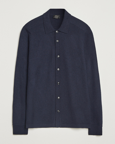 Brioni Cashmere Shirt Cardigan Navy – Blauw