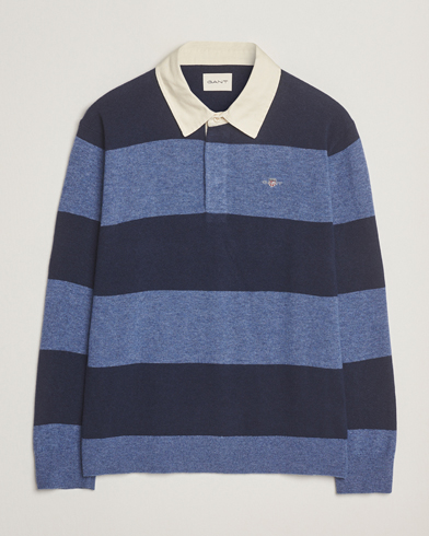 GANT Extra Fine Lambswool Striped Knitted Rugger Marine – Blauw