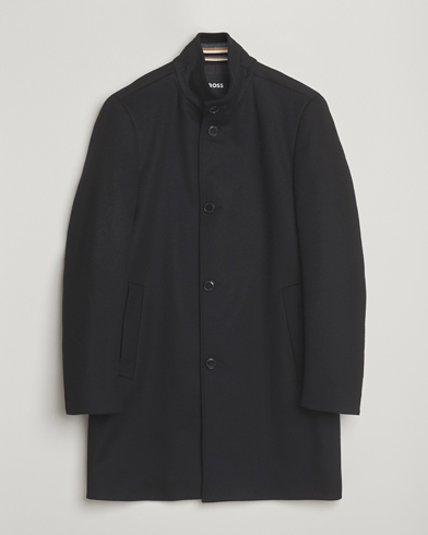 BOSS BLACK Hyde Stand Up Collar Coat Black – Zwart