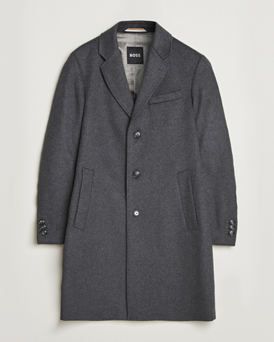 BOSS BLACK Hyde Wool Coat Medium Grey – Grijs