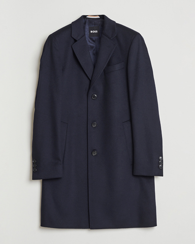 BOSS BLACK Hyde Wool Coat Dark Blue – Blauw