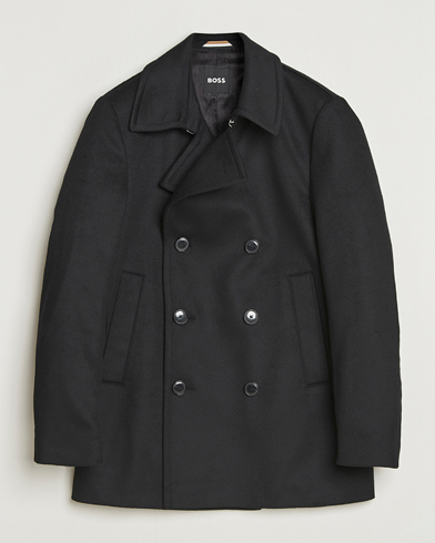 BOSS BLACK Hyde Wool Peacoat Black – Zwart