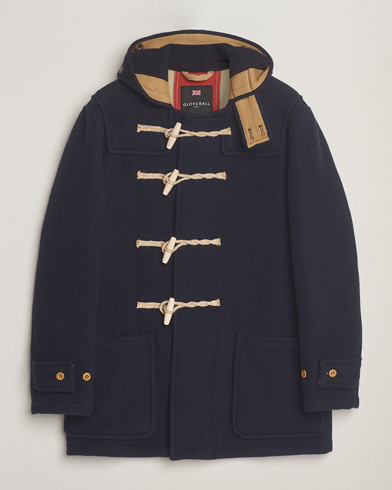Gloverall Mid Length Monty Union Jack Duffle Coat Navy – Blauw