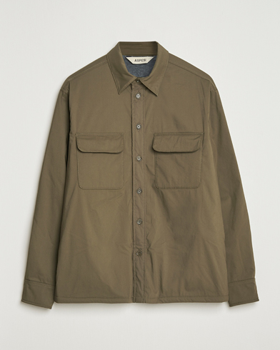 Aspesi Lined Nylon Shirt Jacket Olive – Groen