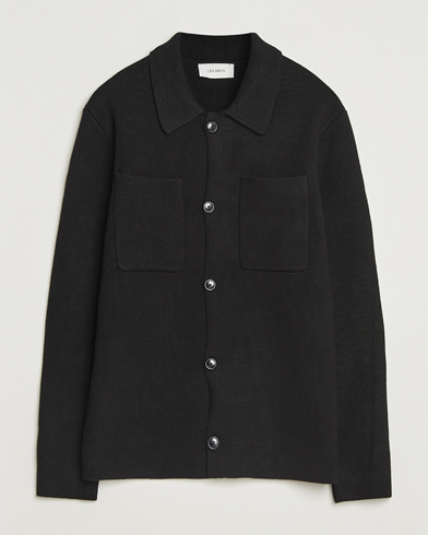 LES DEUX Fisher Cotton Milano Knitted Overshirt Black – Zwart