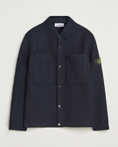 Stone Island Felted Wool Overshirt Navy – Bleu