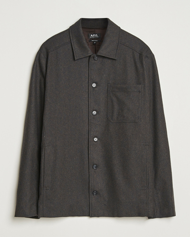 A.P.C. Jamie Wool Flannel Shirt Jacket Dark Brown – Bruin