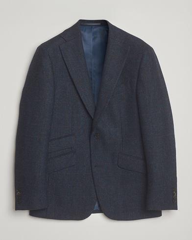 Walker Slater Edward Lambswool Windowpane Blazer Navy – Blauw