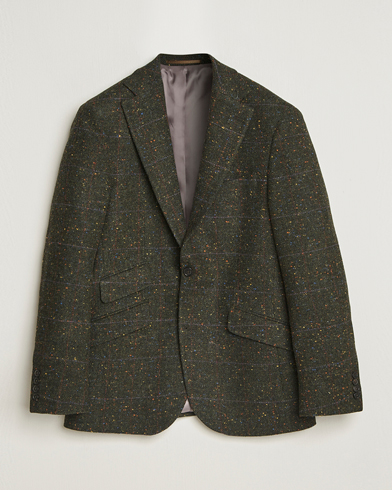 Walker Slater Edward Lambswool Donegal Windowpane Blazer Dark Green – Groen