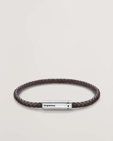 LE GRAMME Leather Cable Bracelet Brown/Sterling Silver 7g – Marron