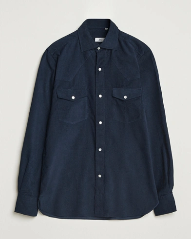 100Hands Western Cord Shirt Navy – Blauw