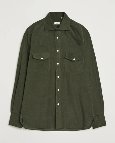 100Hands Western Cord Shirt Olive – Groen
