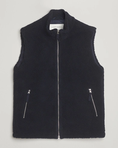 A Day's March Ajo Pile Vest Navy – Blauw