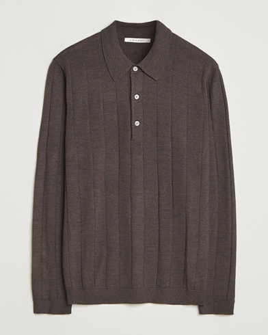 A Day's March Ambroz Structured Merino Polo Brown Melange – Bruin
