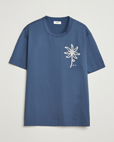 NN07 Pedro Embroidered T-Shirt Denim Blue – Blauw
