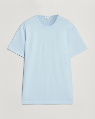 Sunspel Crew Neck Q82 Cotton T-Shirt Frost Blue – Bleu