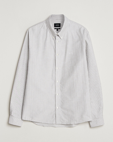 A.P.C. Greg Striped Oxford Shirt Green/White – Vert