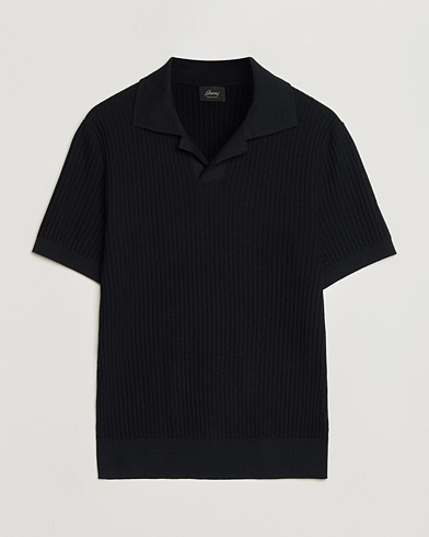 Brioni Knitted Rib Wool Polo Navy – Bleu