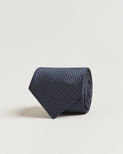 Brioni Jacquard Herringbone Silk Tie Navy – Bleu