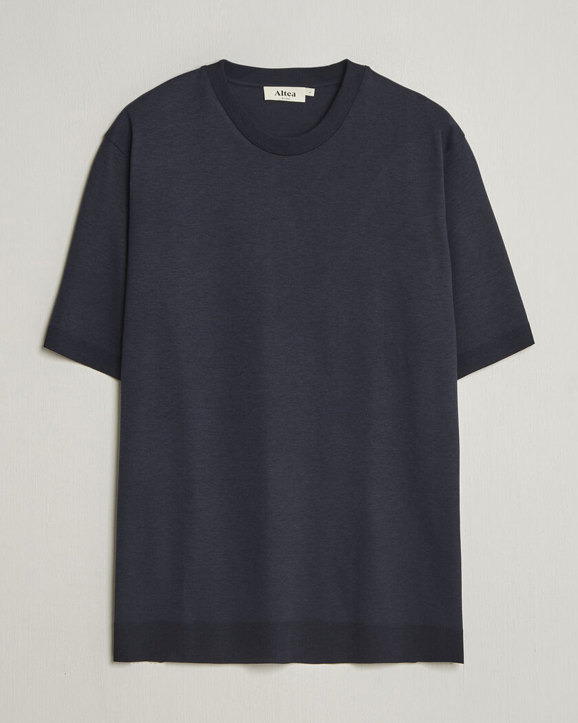 Altea Cotton/Stretch Knitted T-Shirt Navy – Bleu
