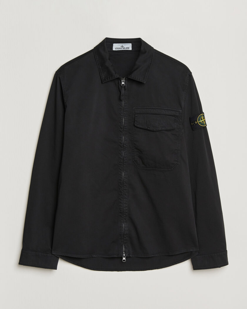 Stone Island Cotton Stretch Zip Overshirt Black – Noir