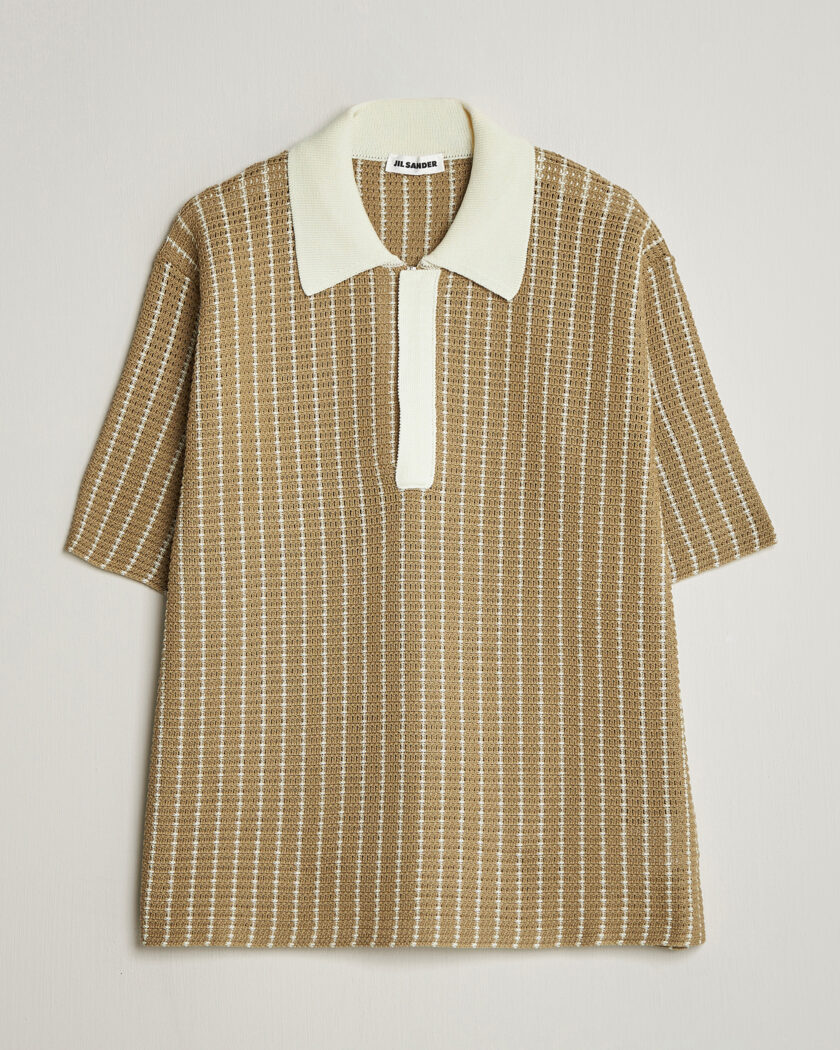 Jil Sander Net Stitch Knitted Polo Tobacco – Marron