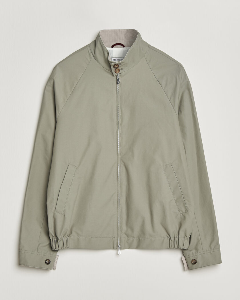 Brunello Cucinelli Raglan Harrington Jacket Olive – Vert