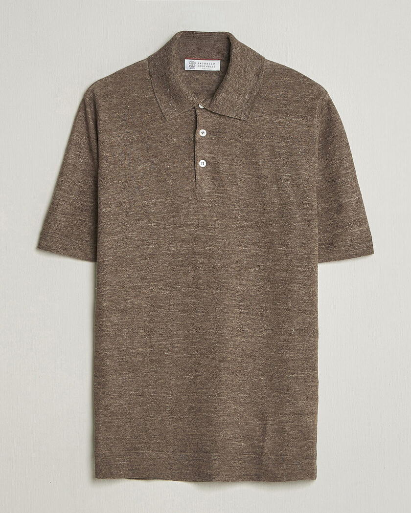 Brunello Cucinelli Linen Knitted Polo Brown – Marron