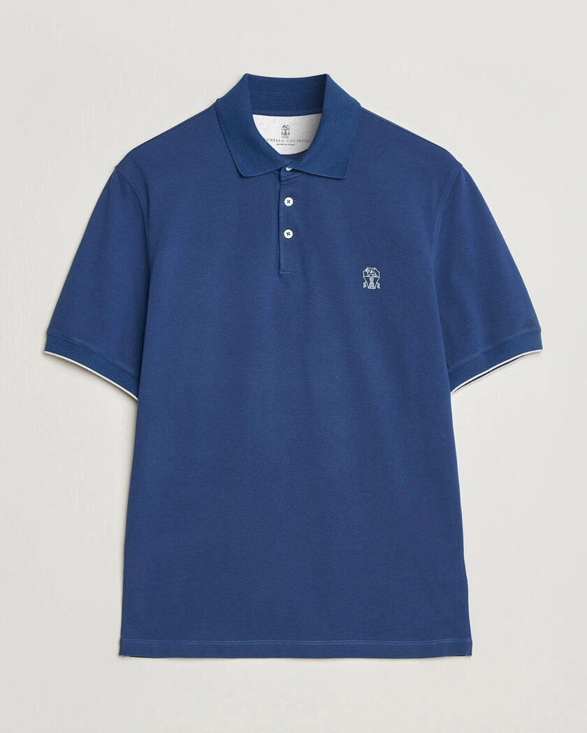 Brunello Cucinelli Short Sleeve Logo Polo Blue – Bleu