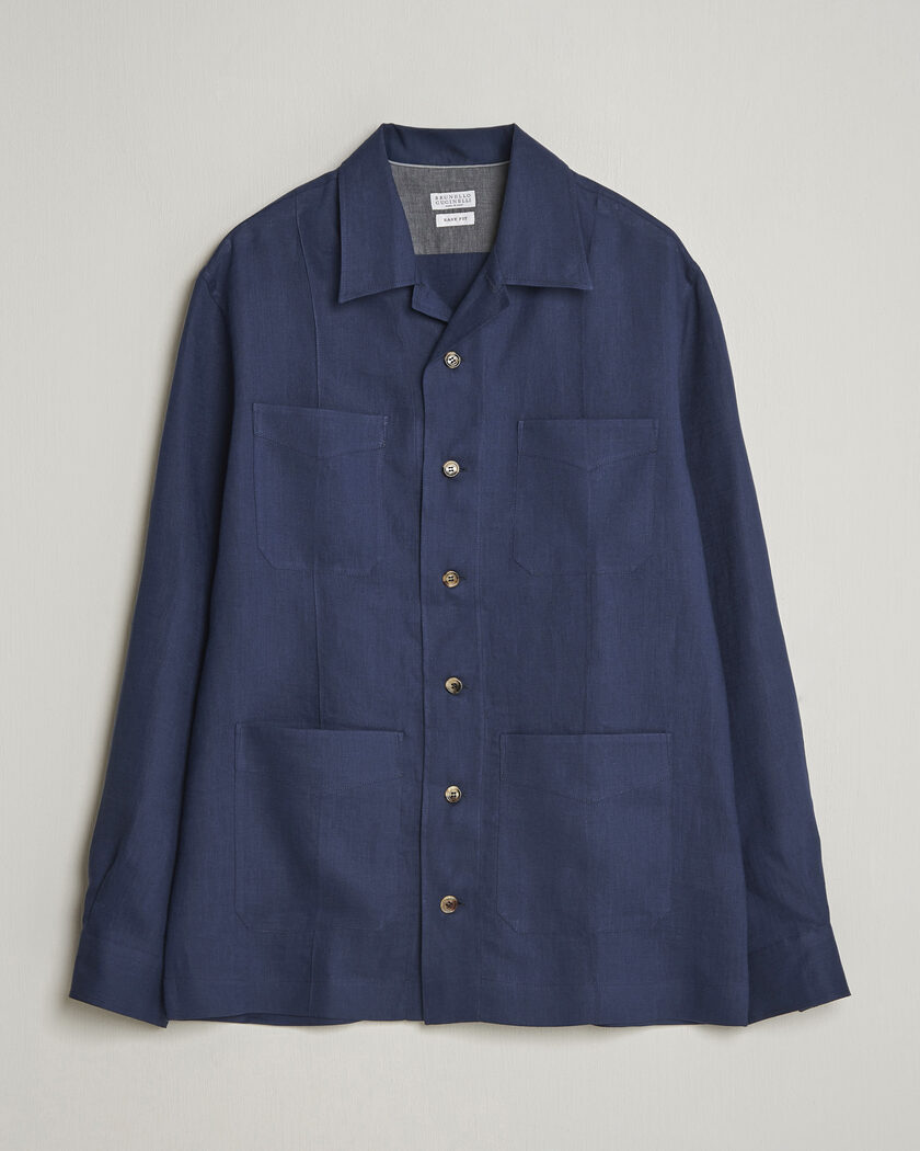 Brunello Cucinelli Linen Shirt Jacket Navy – Bleu