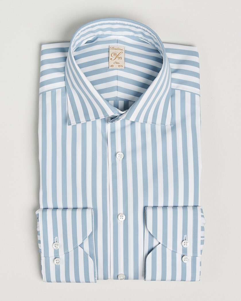 Stenströms 1899 Cotton Twill Striped Shirt Blue – Bleu