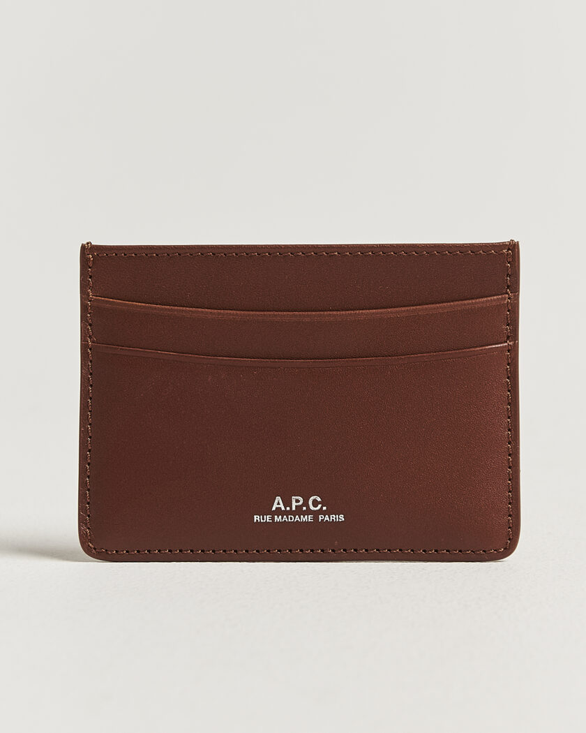 A.P.C. Calf Leather Card Holder Hazelnut – Marron