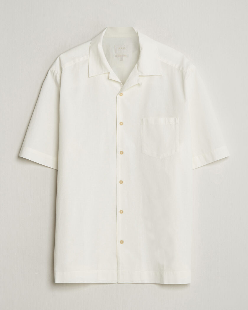 A.P.C. Jude Cotton/Linen Short Sleeve Shirt White – Blanc