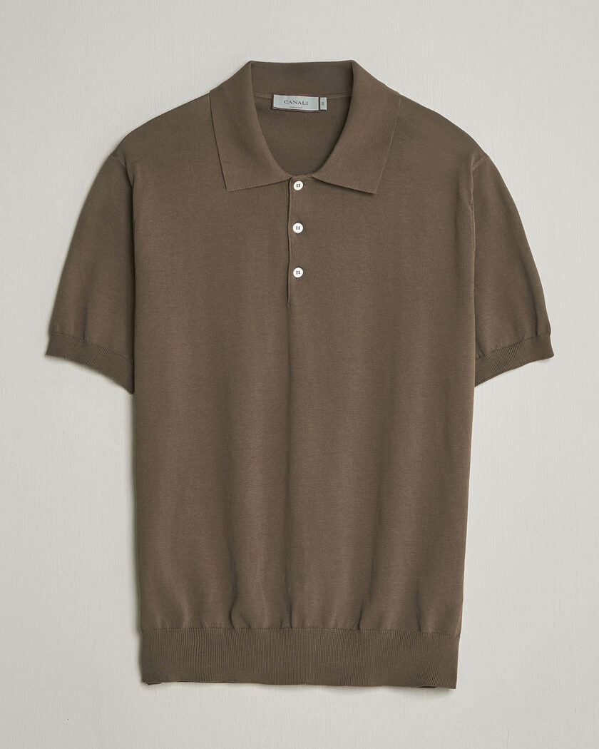 Canali Cotton Short Sleeve Polo Brown – Marron