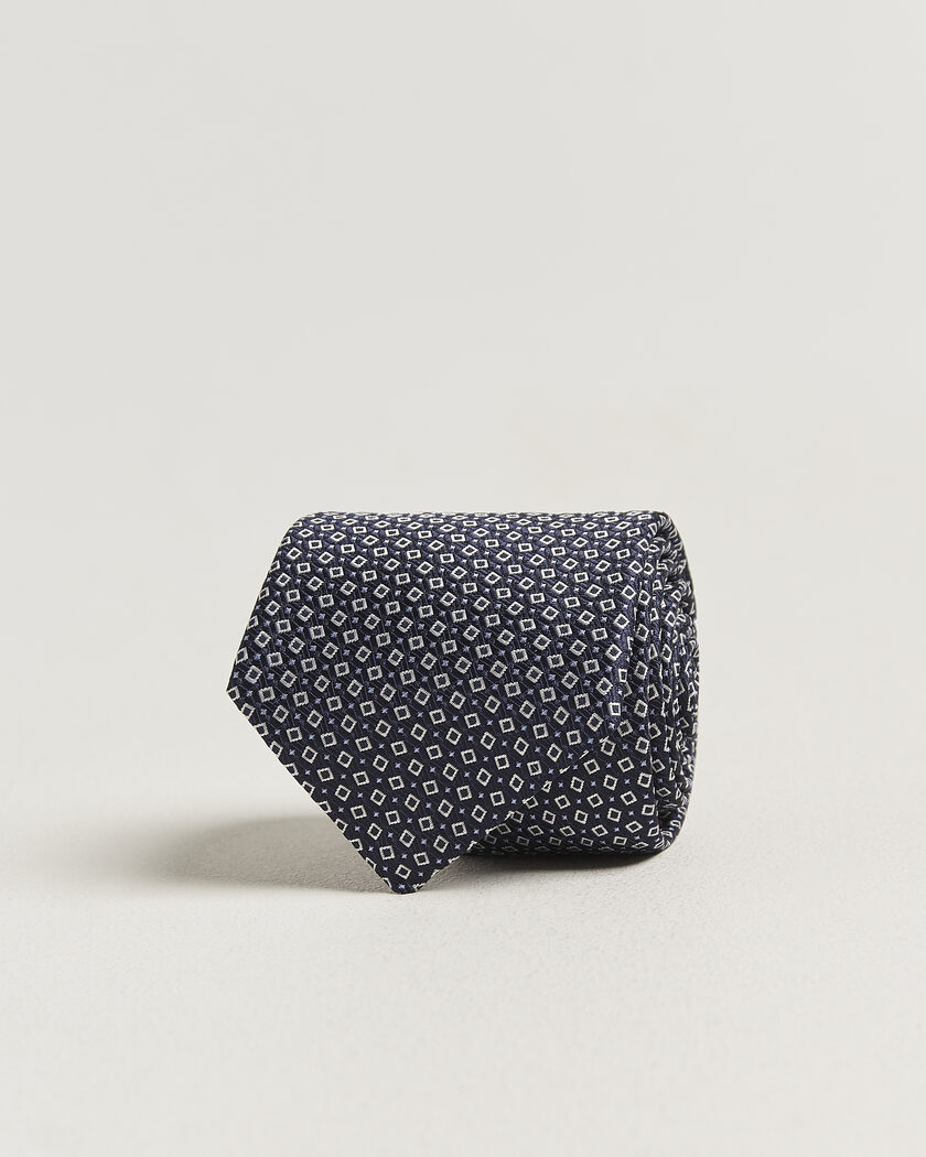 Canali Micro Structure Silk Tie Navy – Bleu
