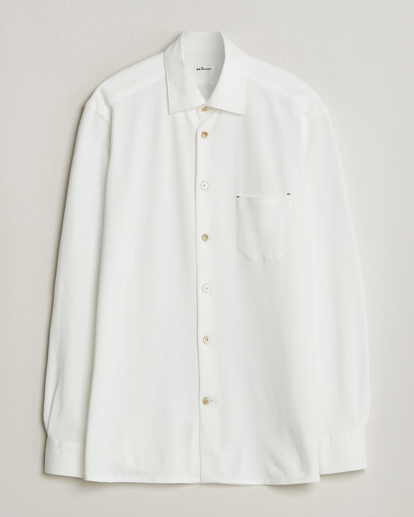 Kiton Jersey Piquet Shirt White – Blanc