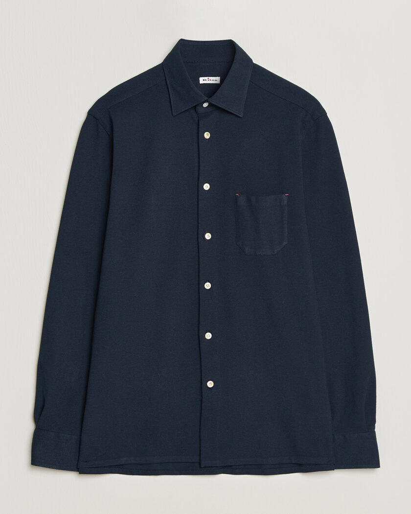 Kiton Jersey Piquet Shirt Navy – Bleu